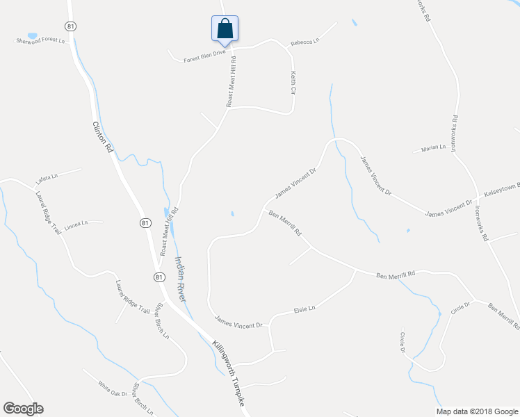 map of restaurants, bars, coffee shops, grocery stores, and more near 3 James Vincent Drive in Clinton