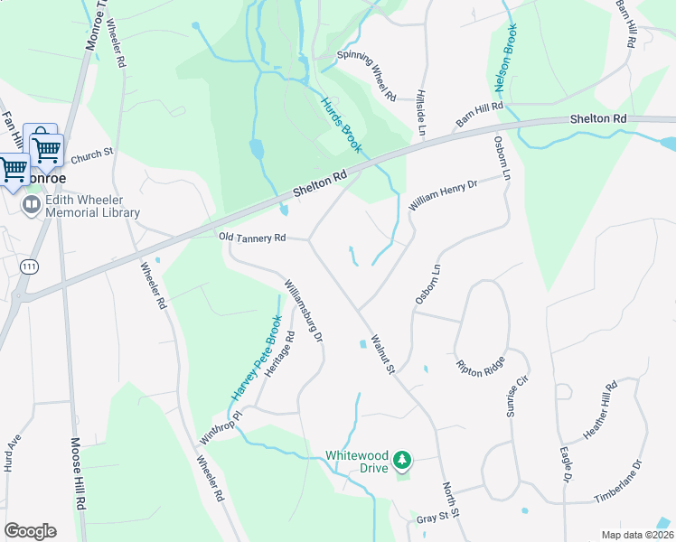 map of restaurants, bars, coffee shops, grocery stores, and more near 122 Walnut Street in Monroe