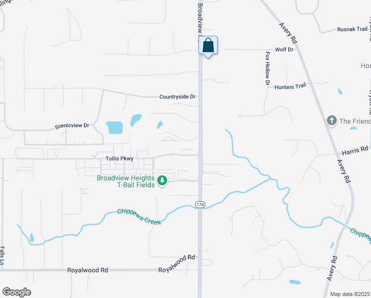 map of restaurants, bars, coffee shops, grocery stores, and more near 151 Vineyard Drive in Broadview Heights