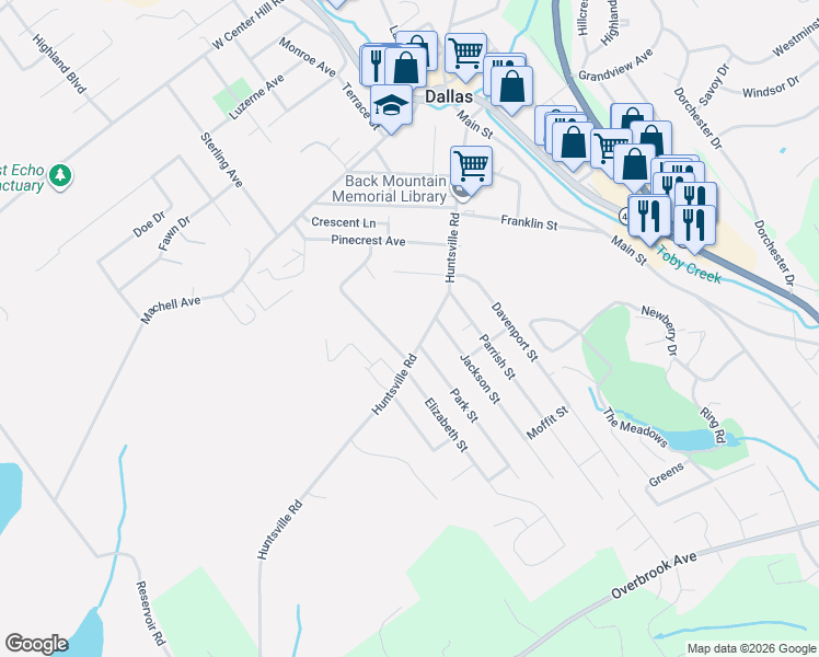 map of restaurants, bars, coffee shops, grocery stores, and more near 235 Huntsville Rd in Dallas