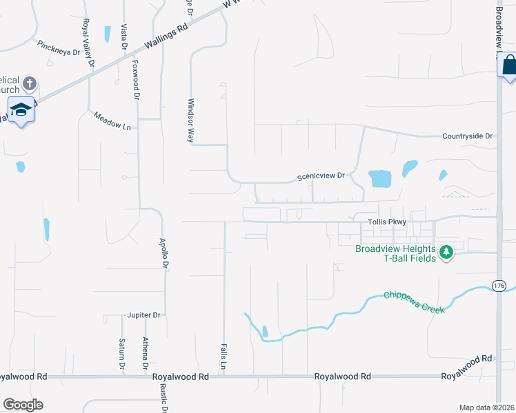 map of restaurants, bars, coffee shops, grocery stores, and more near 1150 Tollis Parkway in Broadview Heights