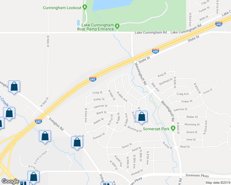 map of restaurants, bars, coffee shops, grocery stores, and more near 7768 North 88th Avenue in Omaha