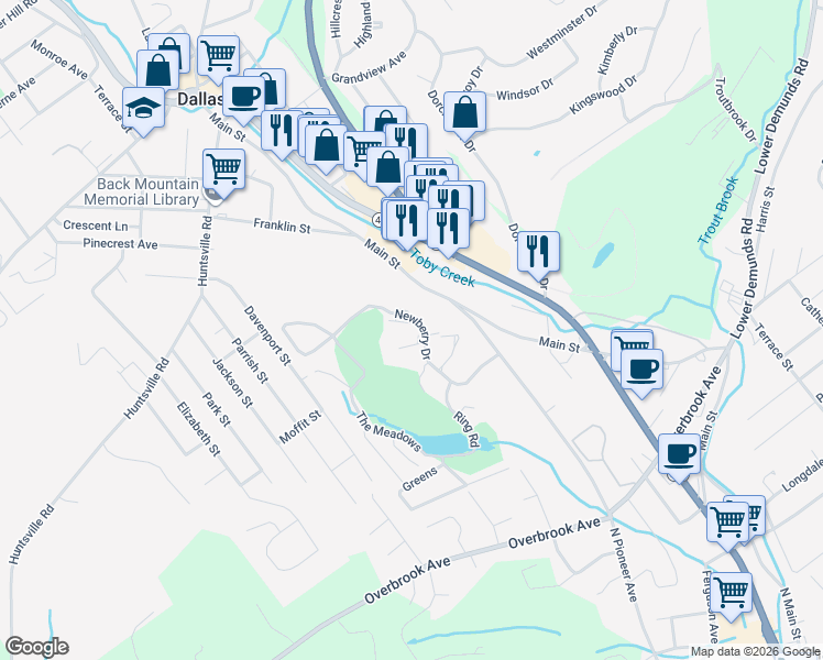 map of restaurants, bars, coffee shops, grocery stores, and more near 125 Orchard East in Dallas