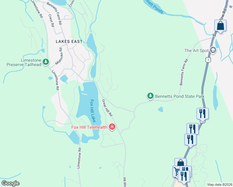 map of restaurants, bars, coffee shops, grocery stores, and more near 34 Madeline Drive in Ridgefield