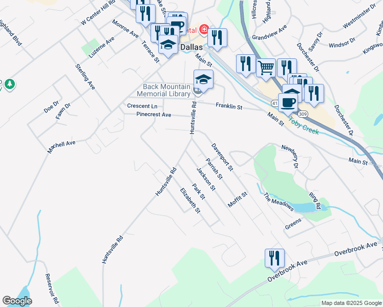 map of restaurants, bars, coffee shops, grocery stores, and more near 216 Huntsville Rd in Dallas