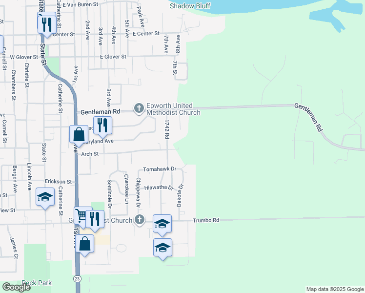 map of restaurants, bars, coffee shops, grocery stores, and more near 1204 1742 Road in Ottawa