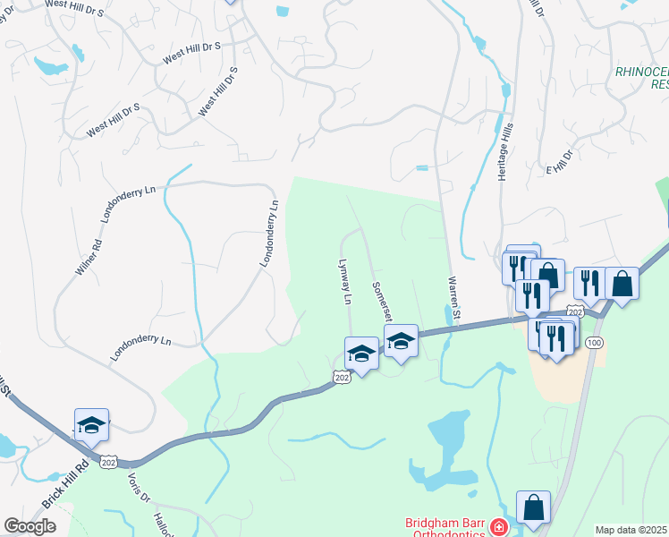 map of restaurants, bars, coffee shops, grocery stores, and more near 13 Lynway Lane in Westchester County