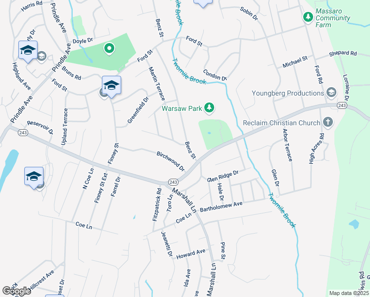 map of restaurants, bars, coffee shops, grocery stores, and more near 1 Hawley Drive in Ansonia