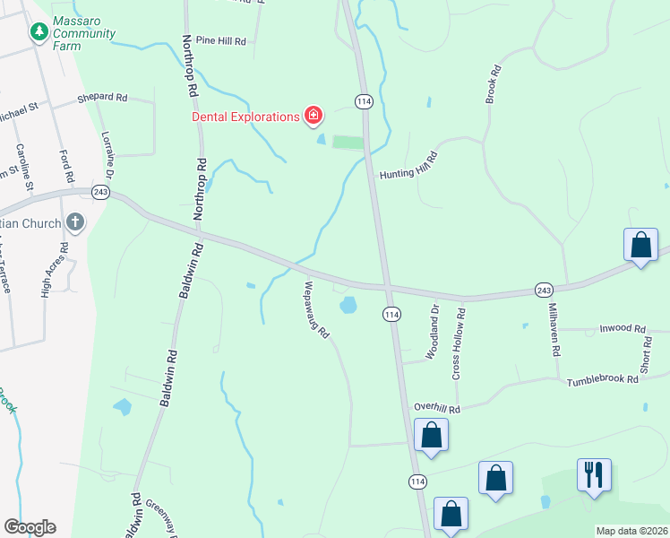 map of restaurants, bars, coffee shops, grocery stores, and more near 189 Ansonia Road in Woodbridge