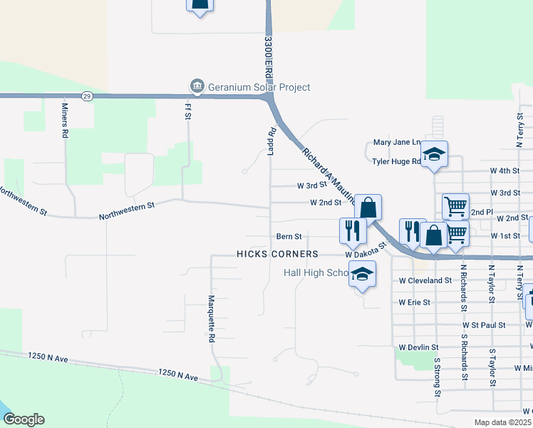 map of restaurants, bars, coffee shops, grocery stores, and more near 220 Ladd Road in Spring Valley