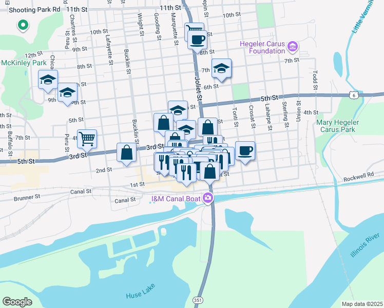 map of restaurants, bars, coffee shops, grocery stores, and more near 226 Marquette Street in La Salle