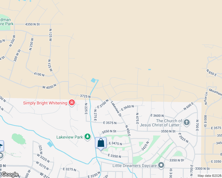 map of restaurants, bars, coffee shops, grocery stores, and more near 3752 Lakeview Drive in North Ogden