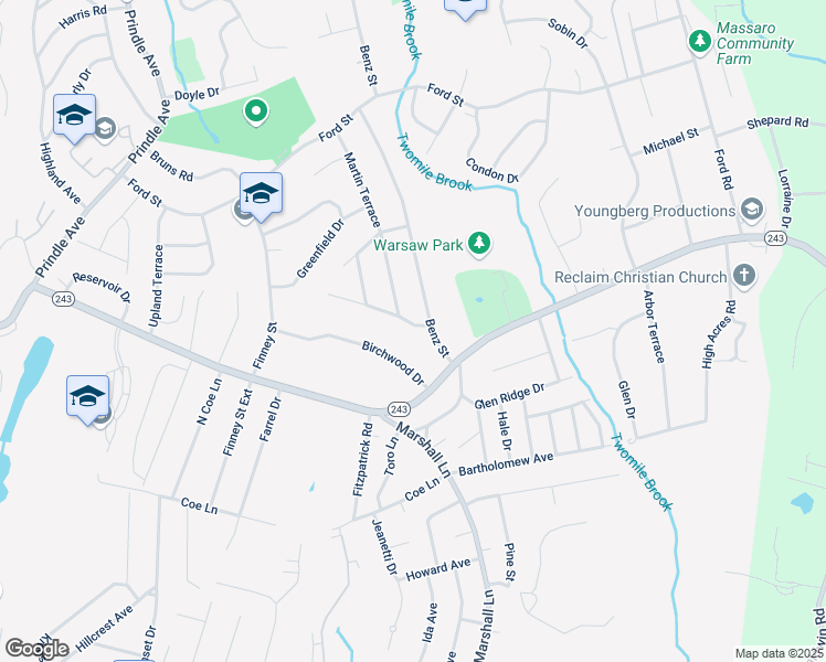 map of restaurants, bars, coffee shops, grocery stores, and more near 1 Hawley Drive in Ansonia