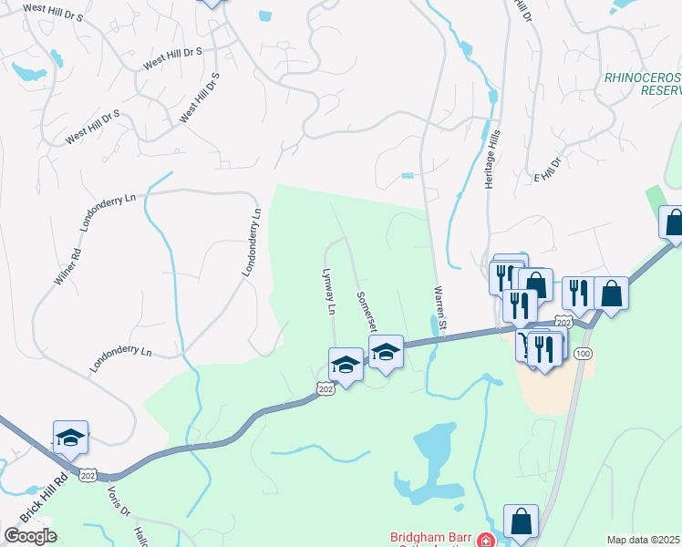 map of restaurants, bars, coffee shops, grocery stores, and more near 13 Lynway Lane in Westchester County