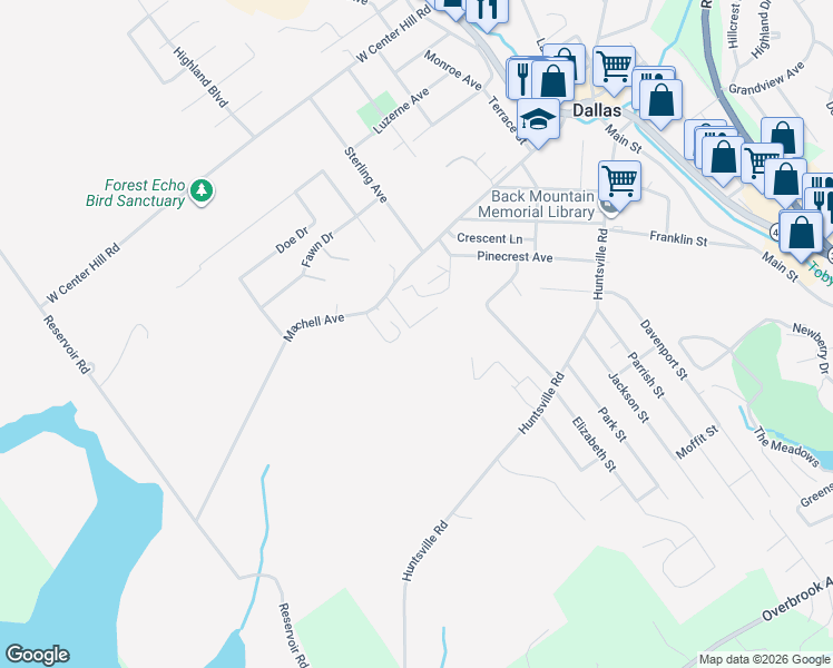 map of restaurants, bars, coffee shops, grocery stores, and more near 34 Split Rail Lane in Dallas