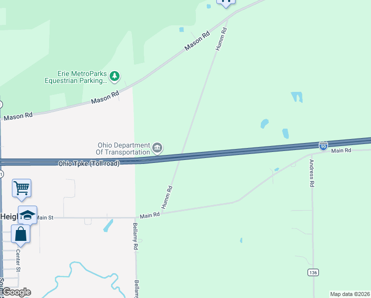 map of restaurants, bars, coffee shops, grocery stores, and more near 10904 Humm Road in Berlin Heights