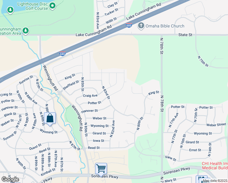 map of restaurants, bars, coffee shops, grocery stores, and more near 8220 Potter Street in Omaha