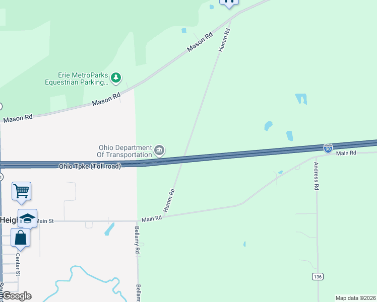 map of restaurants, bars, coffee shops, grocery stores, and more near 10904 Humm Road in Berlin Heights
