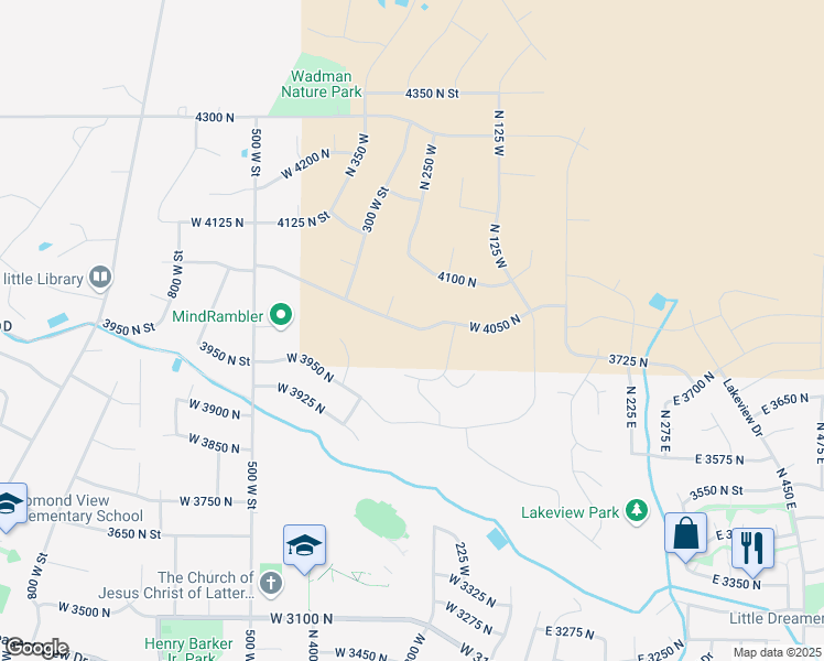 map of restaurants, bars, coffee shops, grocery stores, and more near 243 West 4050 North in Pleasant View