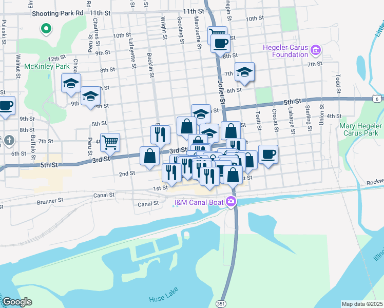 map of restaurants, bars, coffee shops, grocery stores, and more near 558 3rd Street in La Salle