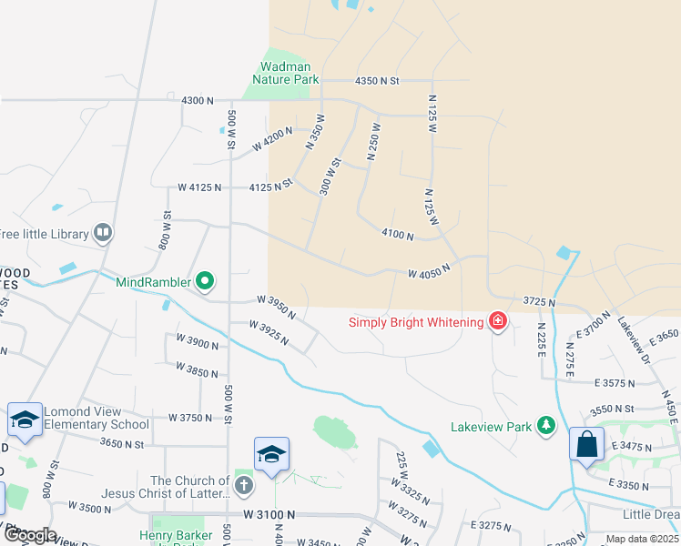 map of restaurants, bars, coffee shops, grocery stores, and more near 247 West 4050 North in Pleasant View
