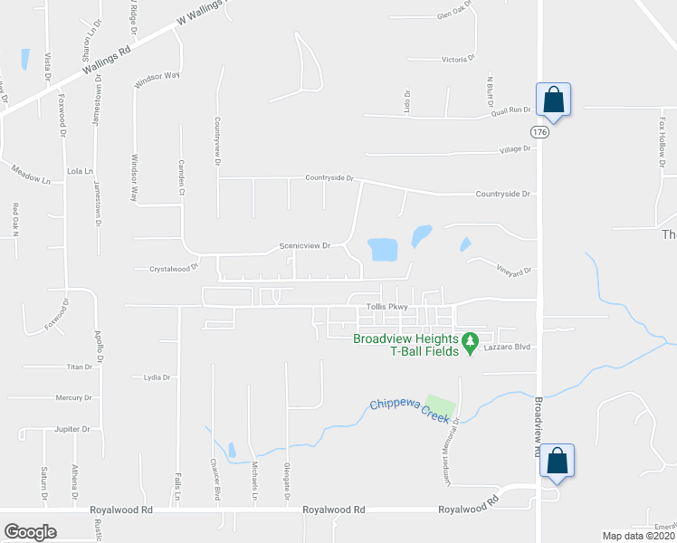 map of restaurants, bars, coffee shops, grocery stores, and more near 900 Tollis Parkway in Broadview Heights