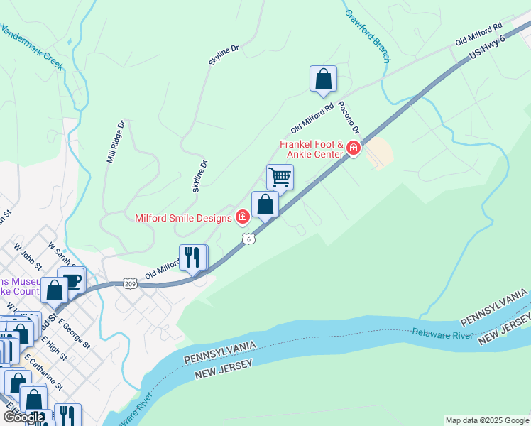 map of restaurants, bars, coffee shops, grocery stores, and more near 108 Wheatfield Court in Milford