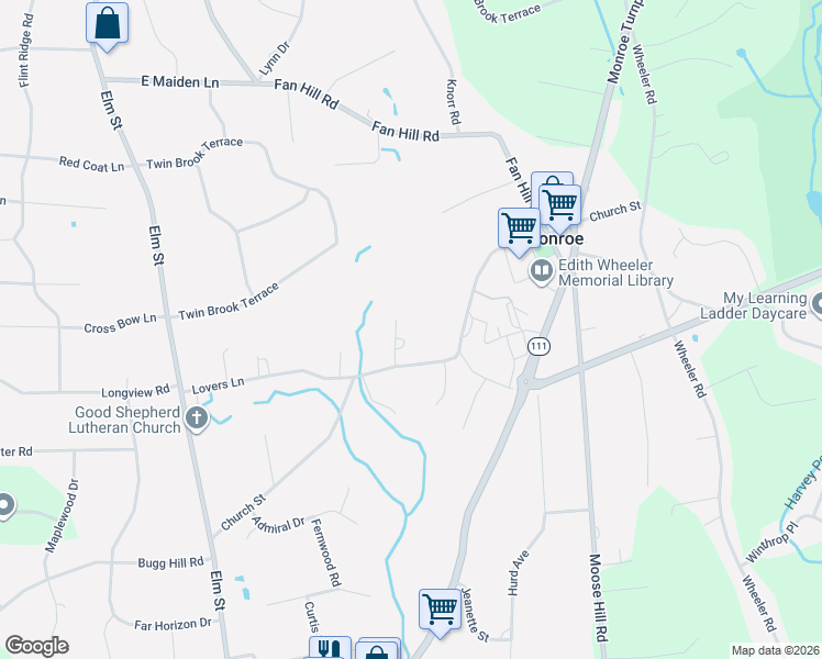 map of restaurants, bars, coffee shops, grocery stores, and more near 7 Founders Way in Monroe