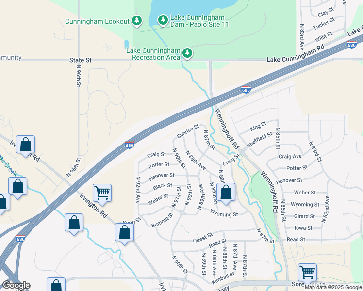 map of restaurants, bars, coffee shops, grocery stores, and more near 7768 North 88th Avenue in Omaha