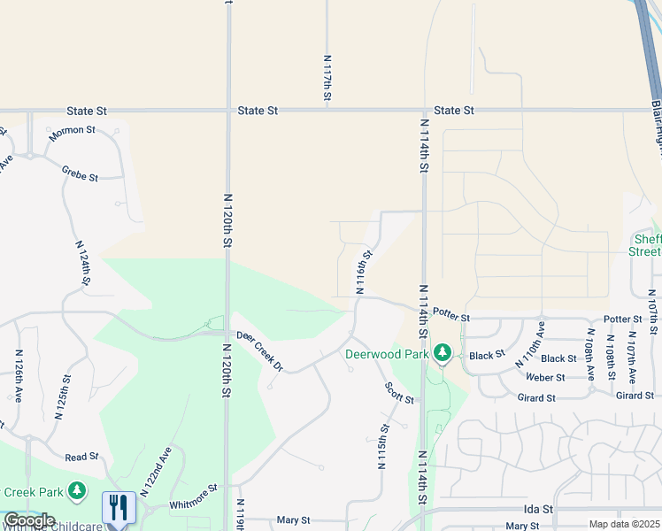 map of restaurants, bars, coffee shops, grocery stores, and more near 7612 North 116th Street in Omaha