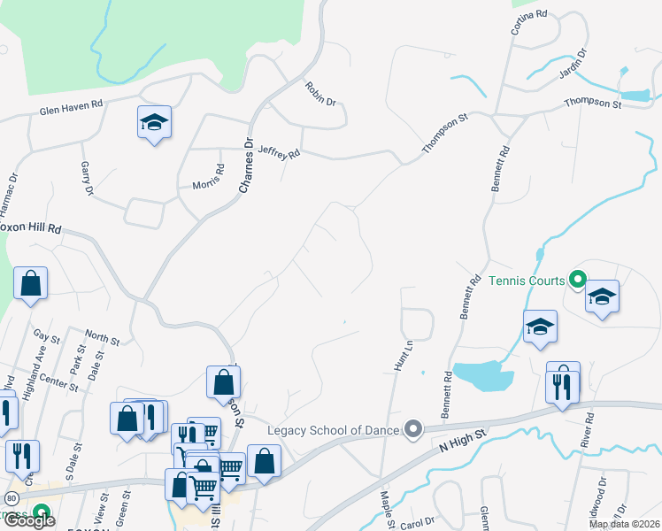 map of restaurants, bars, coffee shops, grocery stores, and more near 19 Timberland Drive in East Haven