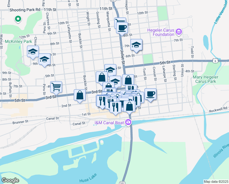 map of restaurants, bars, coffee shops, grocery stores, and more near 226 Marquette Street in LaSalle