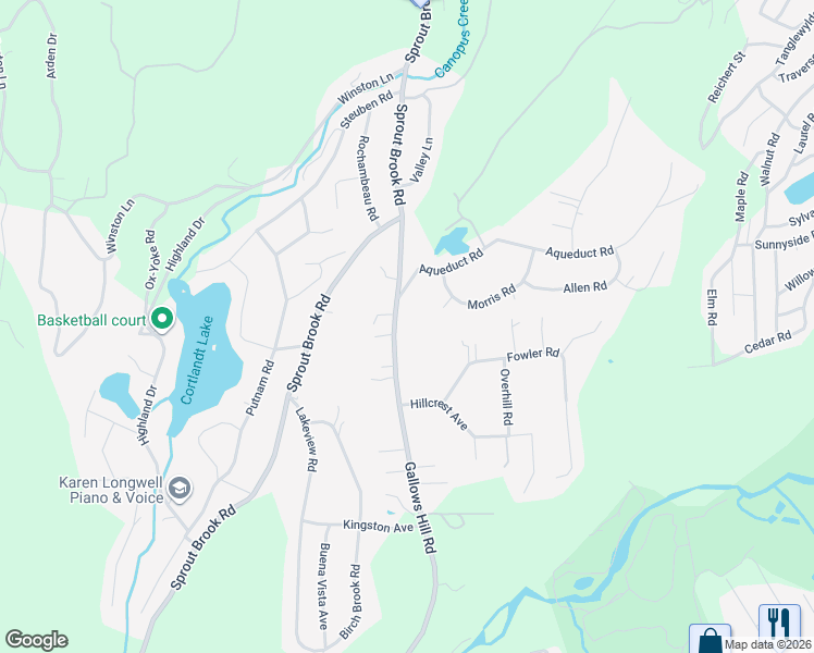 map of restaurants, bars, coffee shops, grocery stores, and more near 126 Gallows Hill Road in Cortlandt