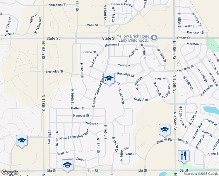 map of restaurants, bars, coffee shops, grocery stores, and more near 7801 North HWS Cleveland Boulevard in Bennington