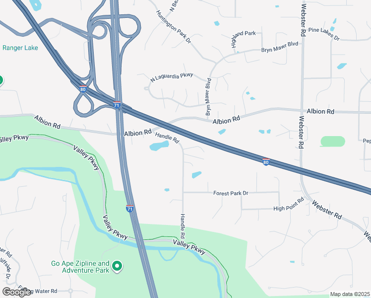 map of restaurants, bars, coffee shops, grocery stores, and more near 11205 Handle Road in Strongsville