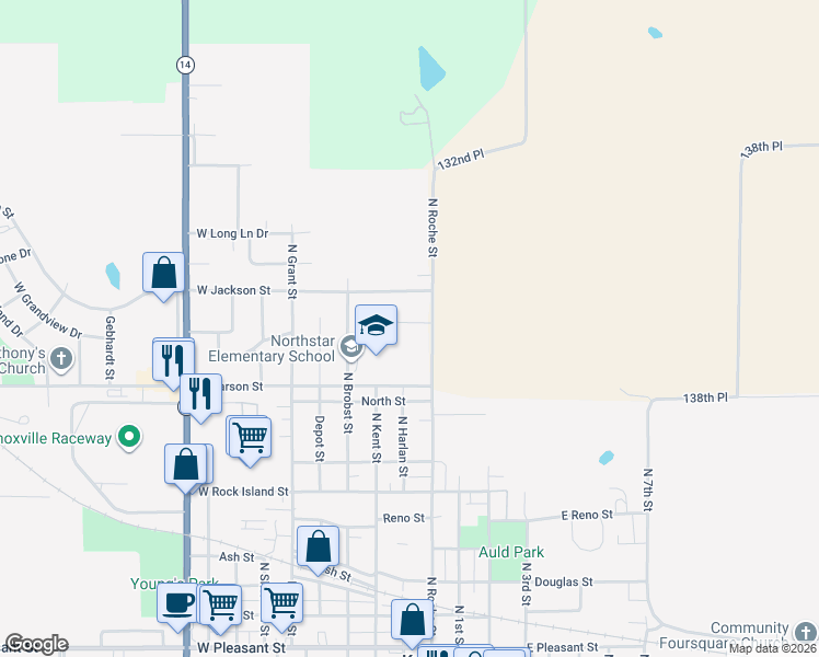 map of restaurants, bars, coffee shops, grocery stores, and more near 1314 North Roche Street in Knoxville