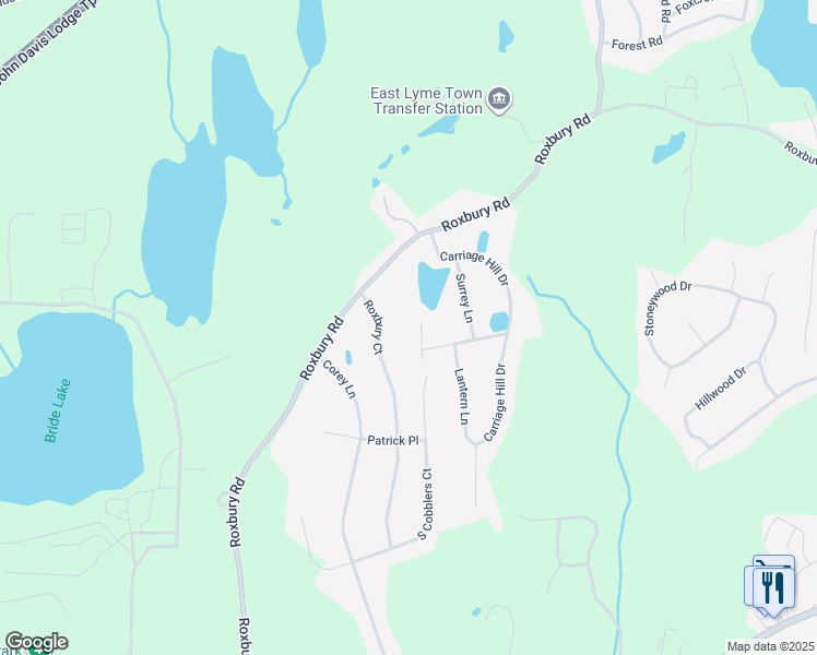 map of restaurants, bars, coffee shops, grocery stores, and more near 6 North Cobblers Court in East Lyme