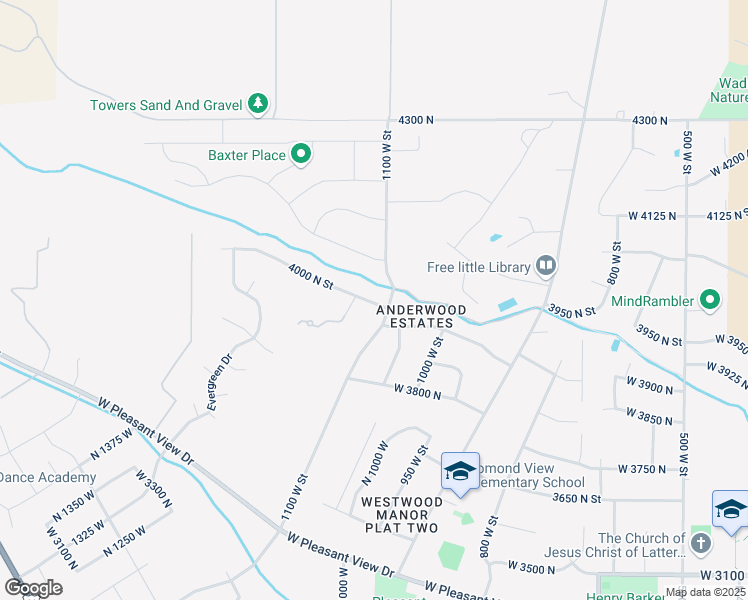 map of restaurants, bars, coffee shops, grocery stores, and more near 3883 North 1100 West in Ogden