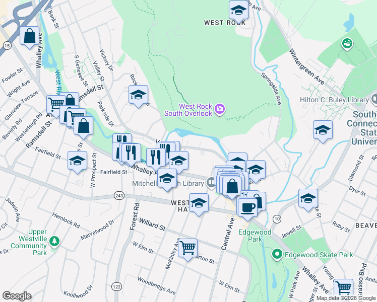 map of restaurants, bars, coffee shops, grocery stores, and more near 95 Emerson Street in New Haven