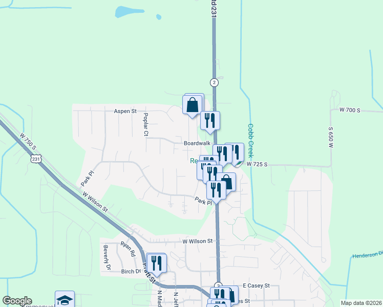 map of restaurants, bars, coffee shops, grocery stores, and more near 100 Sycamore Court in Hebron