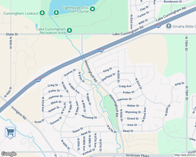 map of restaurants, bars, coffee shops, grocery stores, and more near 8676 Craig Street in Omaha