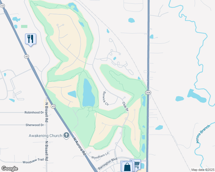map of restaurants, bars, coffee shops, grocery stores, and more near 460 Berwick Circle in Aurora
