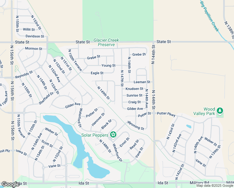 map of restaurants, bars, coffee shops, grocery stores, and more near 7801 North 147th Street in Bennington