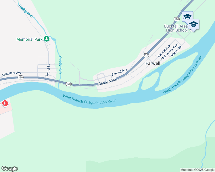 map of restaurants, bars, coffee shops, grocery stores, and more near 542 Farwell Ave in Renovo