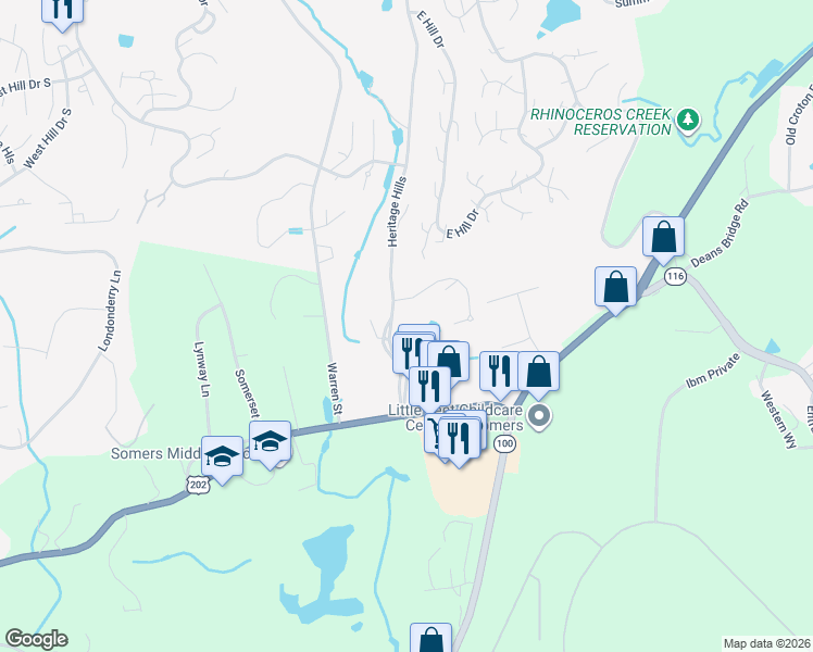 map of restaurants, bars, coffee shops, grocery stores, and more near 472C Heritage Hills in Westchester County