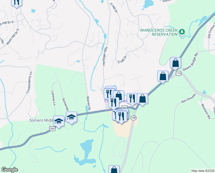 map of restaurants, bars, coffee shops, grocery stores, and more near 972 Heritage Hills in Heritage Hills