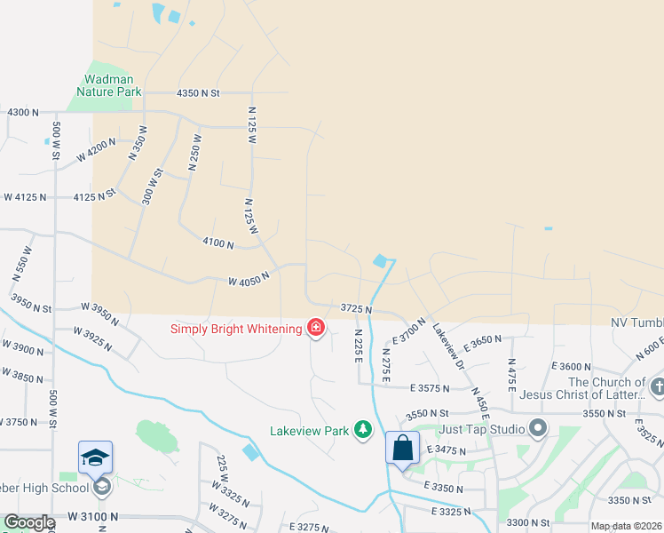 map of restaurants, bars, coffee shops, grocery stores, and more near 162 East 3900 North in North Ogden