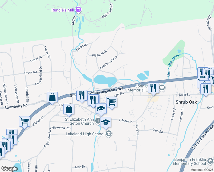 map of restaurants, bars, coffee shops, grocery stores, and more near 1284 Oak Knoll Drive in Shrub Oak