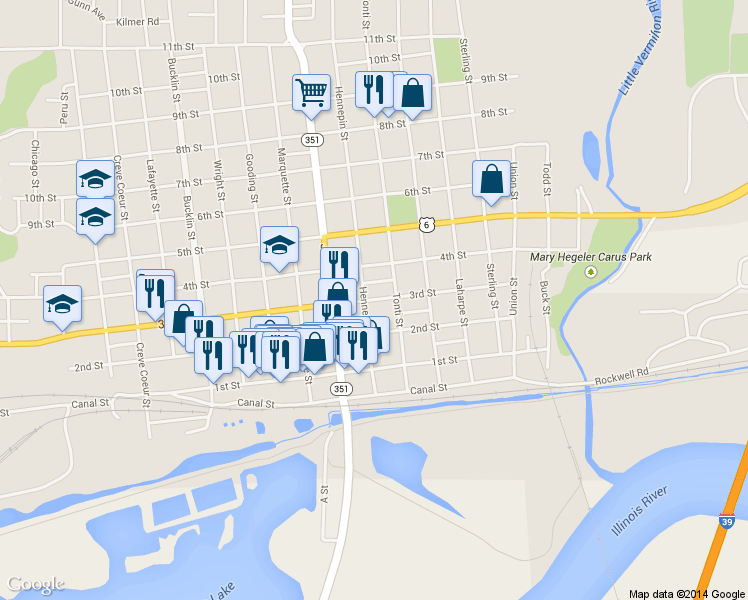 map of restaurants, bars, coffee shops, grocery stores, and more near 931 3rd St in LaSalle