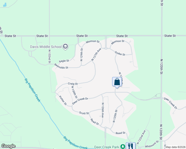 map of restaurants, bars, coffee shops, grocery stores, and more near 7810 North 127th Avenue in Omaha